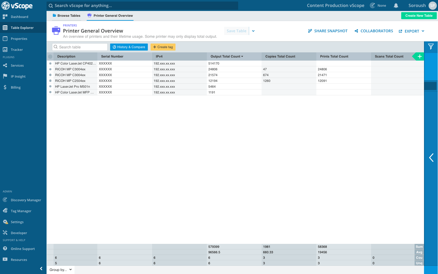 vScope UI