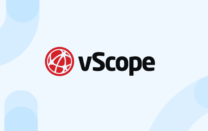 vScope logo on a blue background