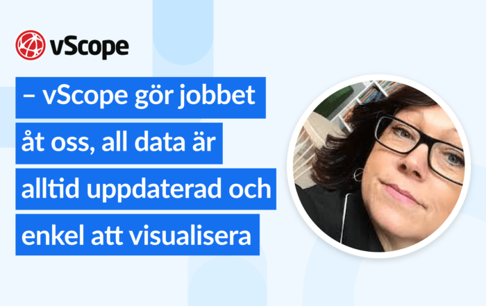 Bild på Åsa Woolke, vScope logo och ett citat