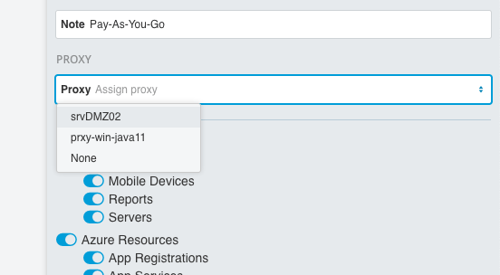 Proxy settings in Discovery Manager in vScope