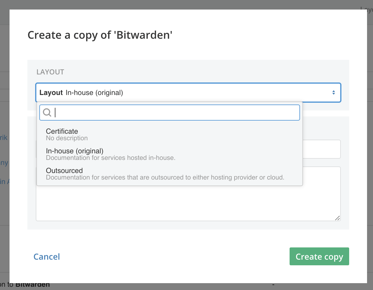 How to create a copy and changing layout of an IT service