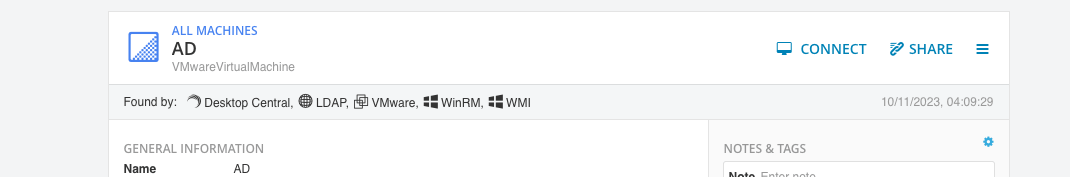 vScope displaying information about data sources