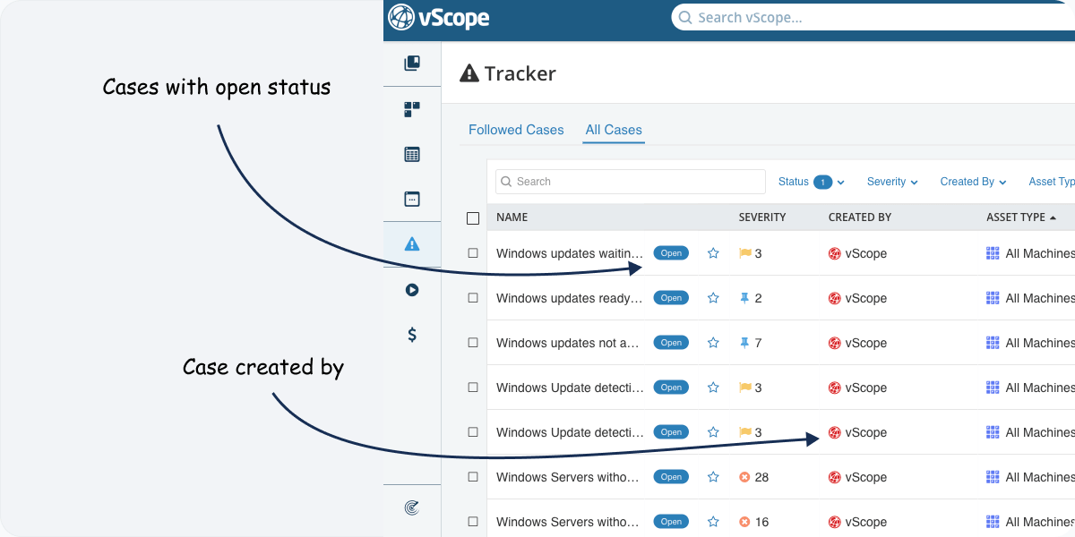 Tracker overview with creator and status