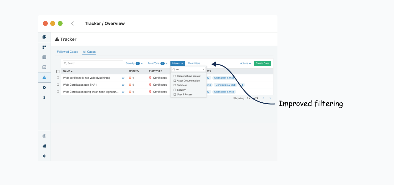 Quickfilters in vScope Tracker