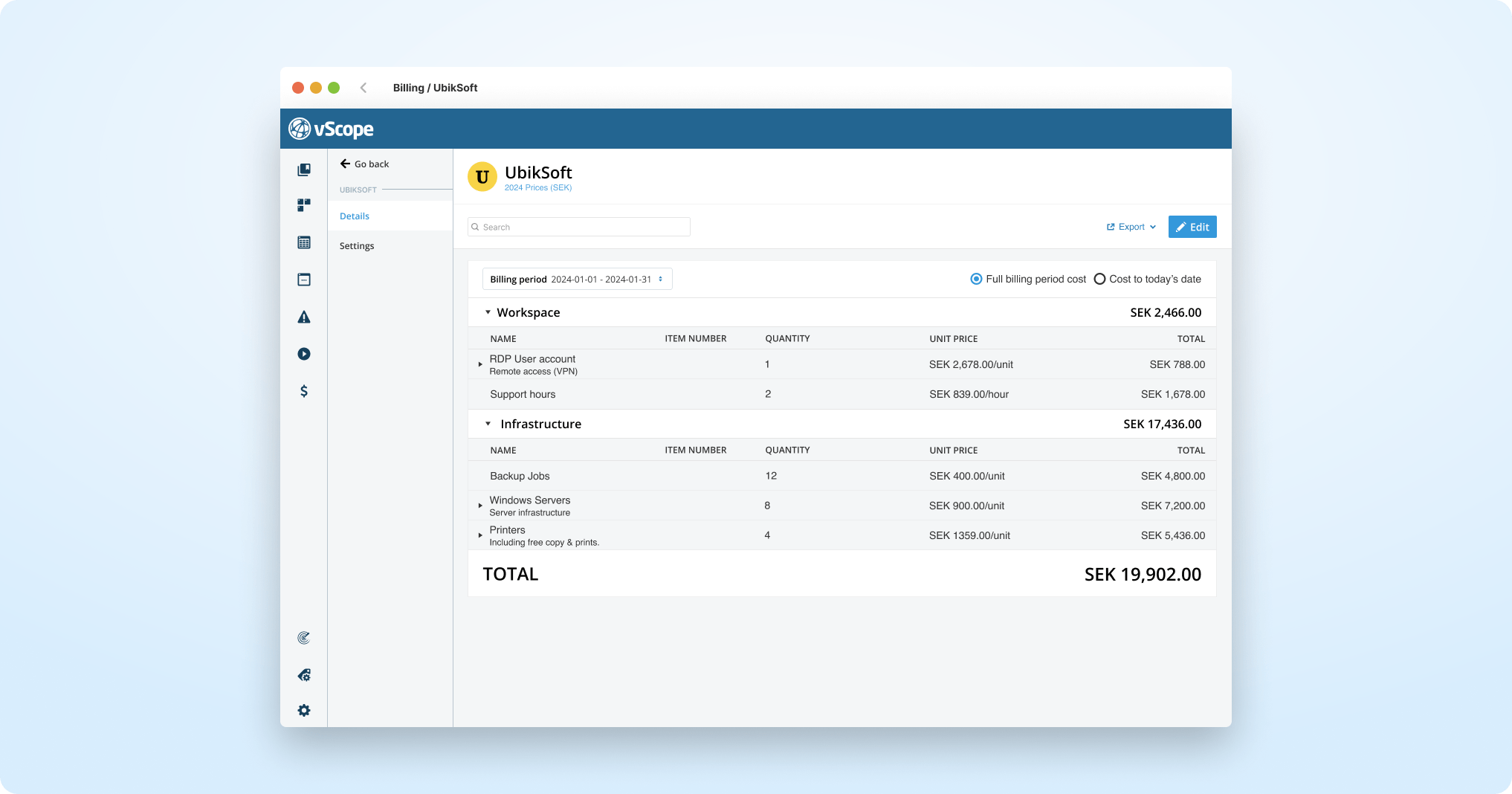 vScope Billing & Chargeback, powered by Discovery