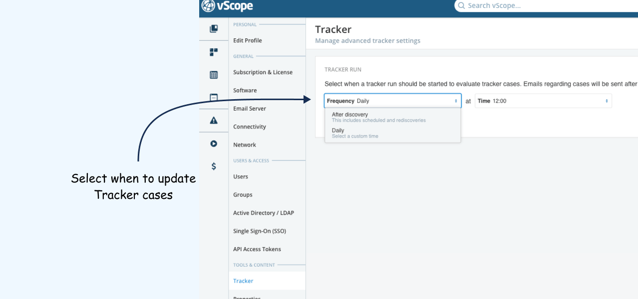 Settings in vScope