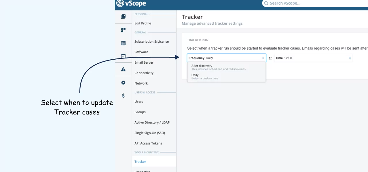 Settings in vScope