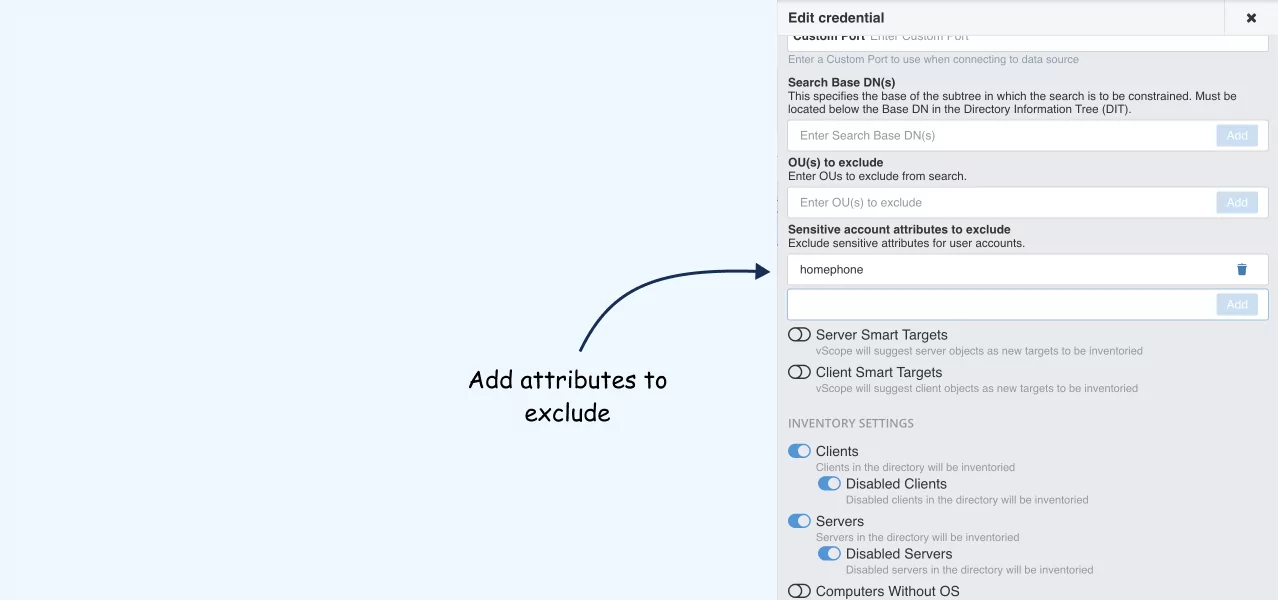 Exclude attributes in Discovery